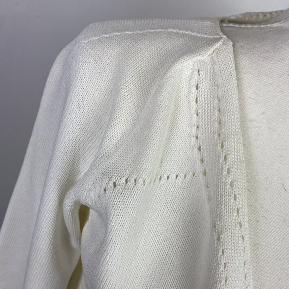 Chelsea Design Size M White Knit Cardigan - Picture 3 of 8